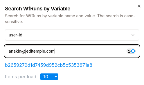 Dashboard Workflow Search